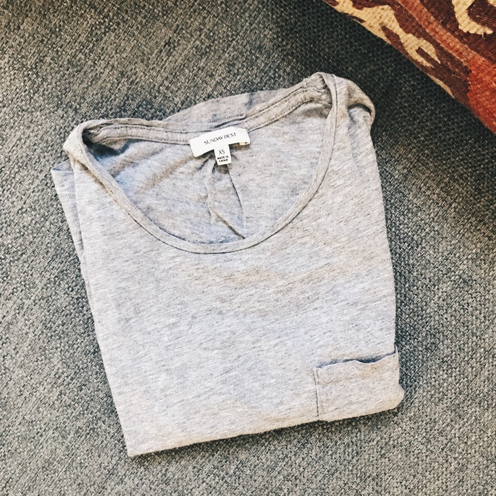 Sunday Best Cropped pocket T-shirt in Grey XS